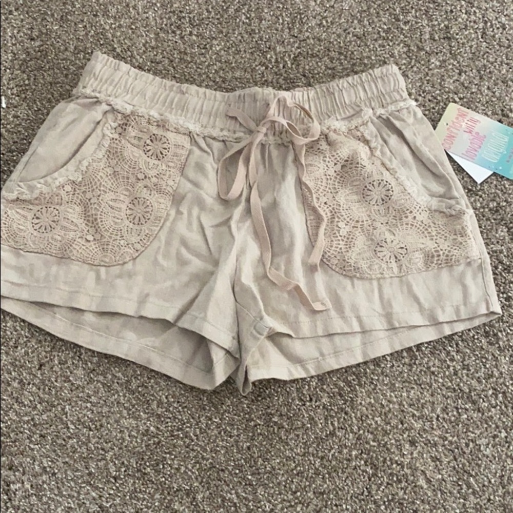 Tan linen shorts
